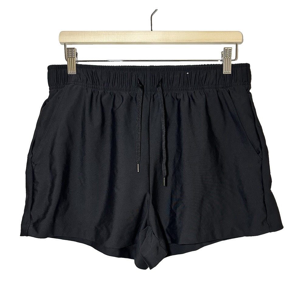 Old Navy Women's LARGE Black Powersoft High Rise Go Dry Shorts Athletic Pull On